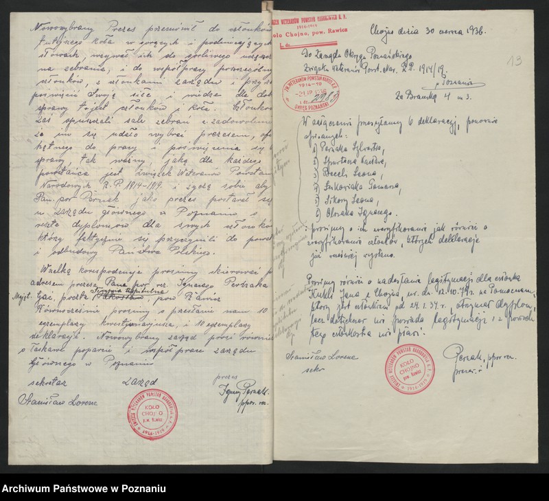 Obraz 20 z jednostki "Chojno, powiat Rawicz akta koła."