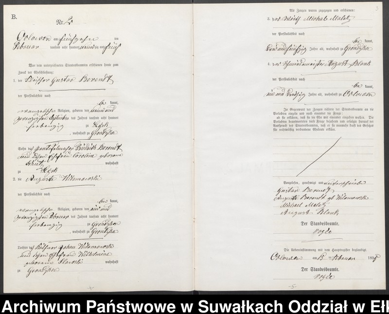 image.from.unit.number "Heiraths-Neben-Register des Preussischen Standes-Amtes Orlowen Kreis Loetzen für das Jahr 1895"