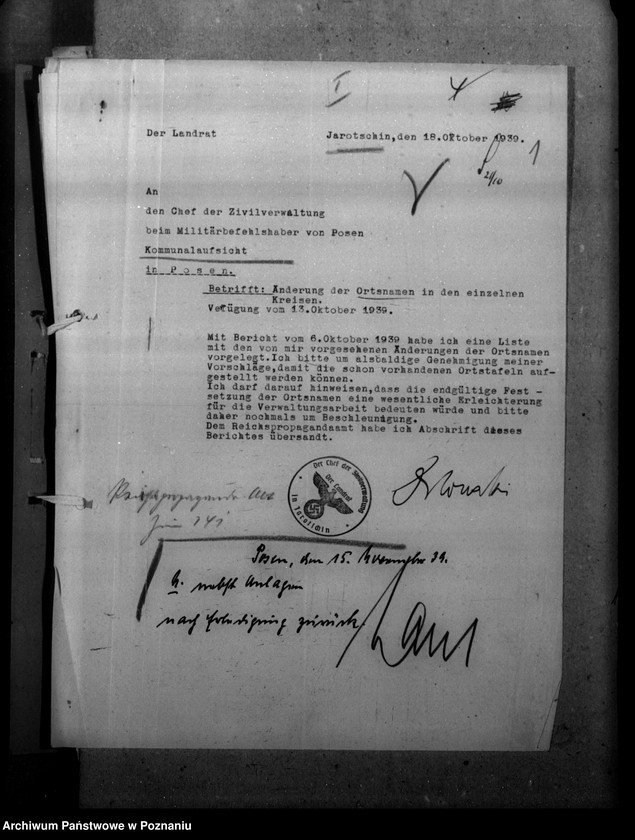 Obraz 5 z jednostki "Zmiany nazw miejscowości - Kreis Jarotschin, Jarocin"