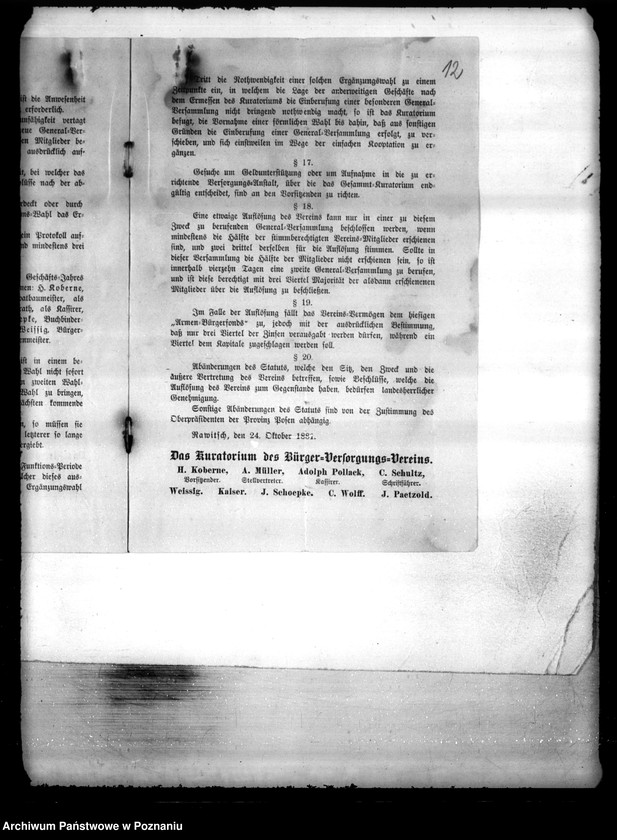 Obraz 16 z jednostki "/Burgerversorgungsverein w Rawiczu/"