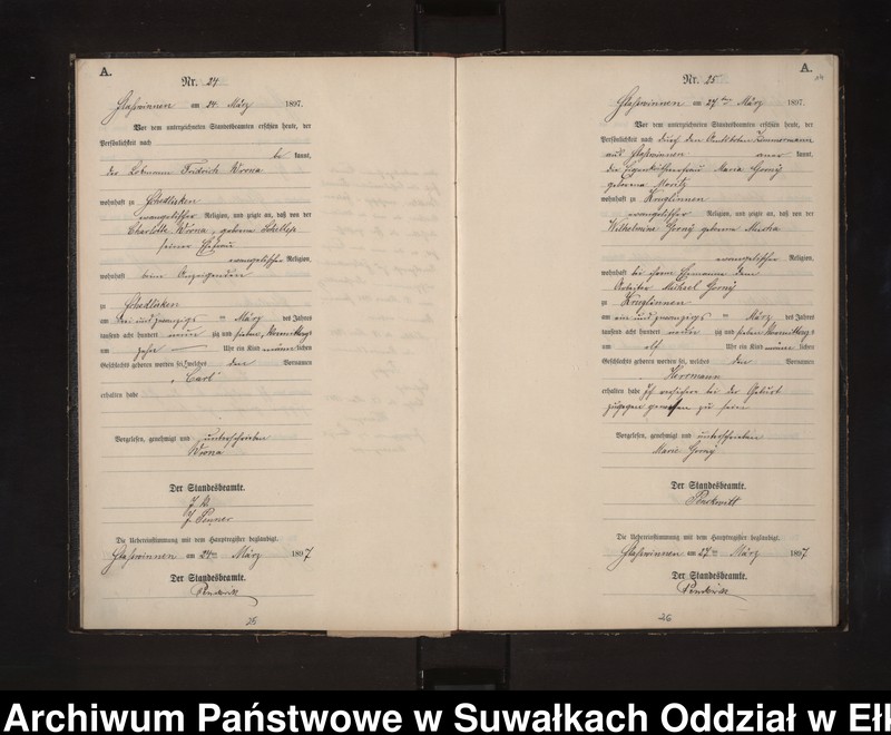 image.from.unit.number "Geburts-Neben-Register des Preussischen Standes-Amtes Stasswinnen Kreis Lötzen"