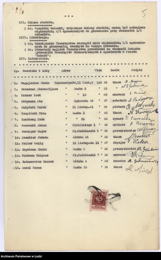 Obraz 8 z jednostki "Żydowskie Towarzystwo Gimnastyczne i Sportowe "Makabi" w Konstantynowie n/Nerem pow. łódzki"