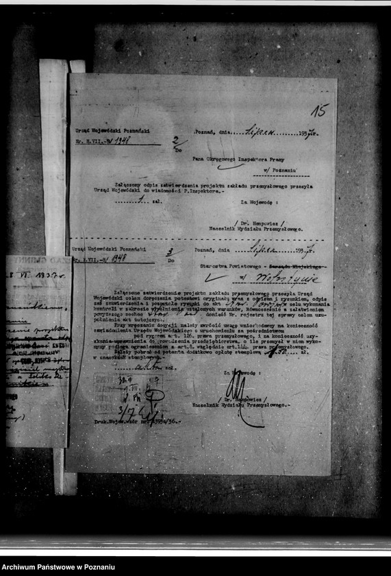 Obraz 19 z jednostki "Zatwierdzenie zakładu przemysłowego /odbudowa dachu gorzelni/ F. Plucińskiego w Ruchocicach powiat wolsztyński"