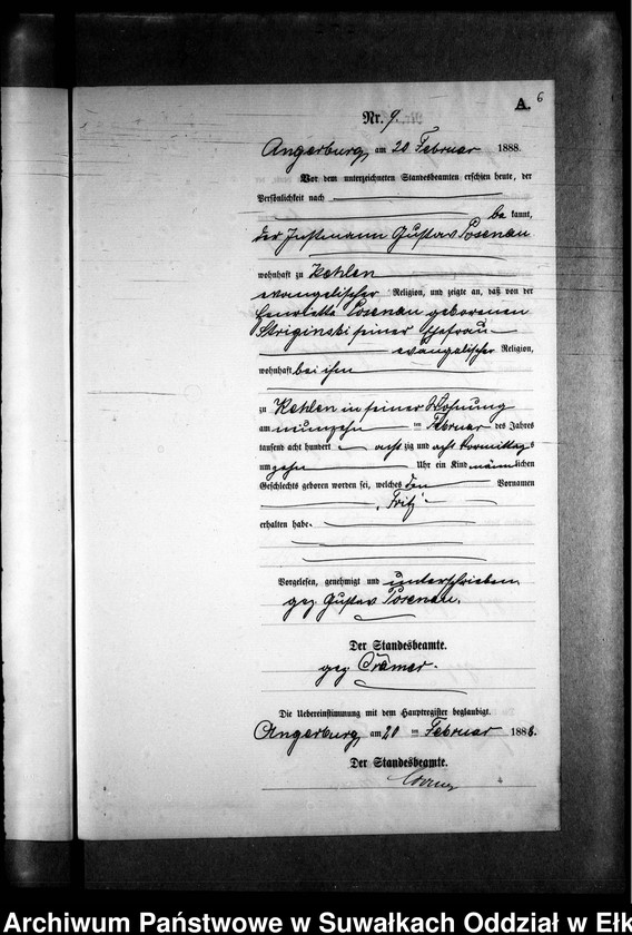 image.from.unit.number "Geburts-Neben-Register des Preussischen Standes-Amtes Kehlen Kreis Angerburg"