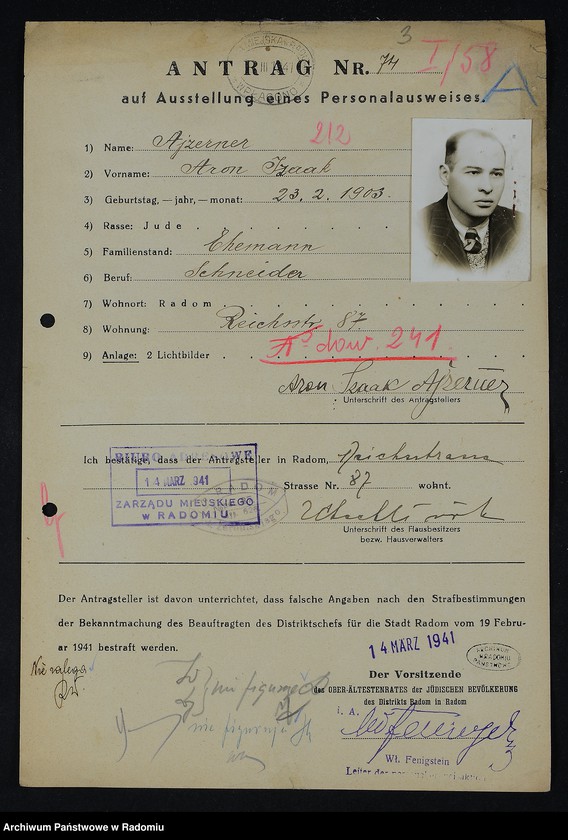 image.from.unit.number "[Wnioski o wydanie dowodów osobistych oraz nie odebrane dowody Ajzenman Złata - Akierman Gerszon]"