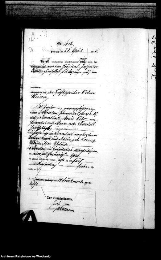 image.from.unit.number "Sterbe-Haupt-Register Breslau I 1885 Band 5"