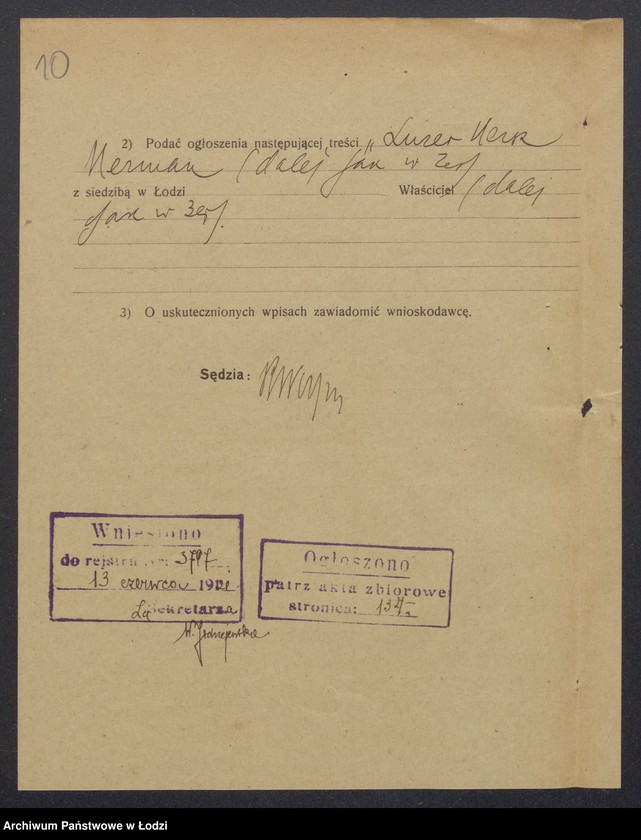 Obraz 12 z jednostki "Lauzer Hersz Herman- sprzedaż przędzy"