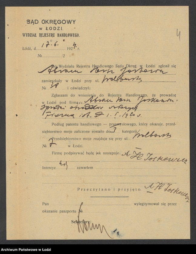 Obraz 6 z jednostki "Abram Hersz Jaskowicz – sprzedaż drobiu"