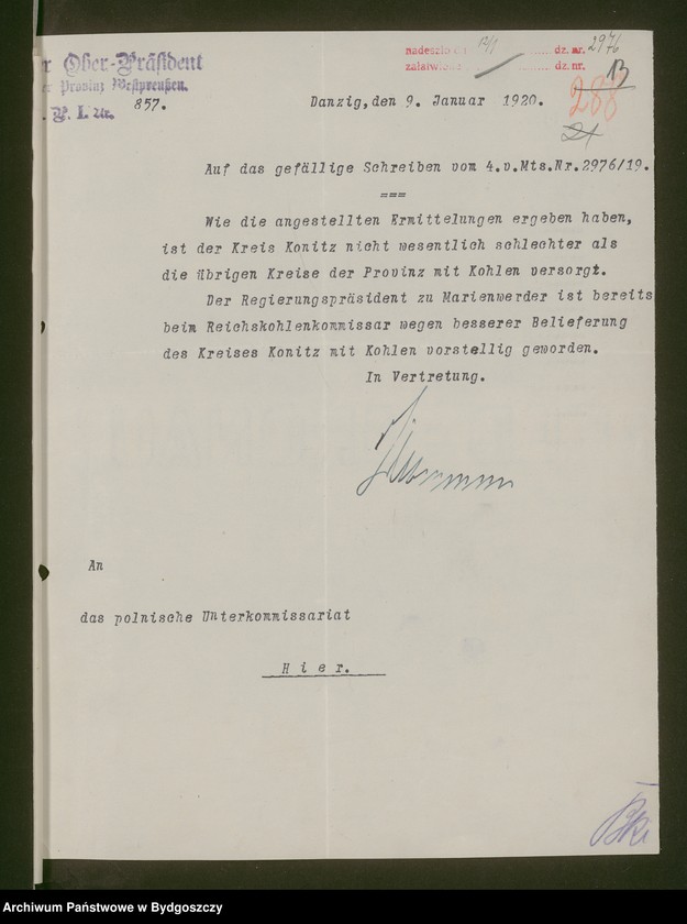 image.from.unit.number "[Korespondencja z nadprezydentem Prowincji Prus Zachodnich]"