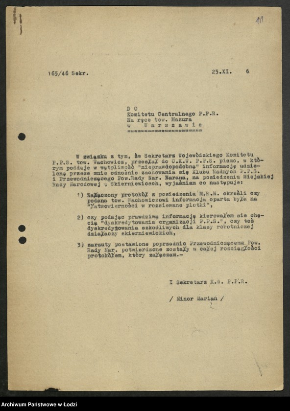 Obraz 13 z jednostki "Korespondencja I-go Sekretarza Komitetu Wojewódzkiego Polskiej Partii Robotniczej"