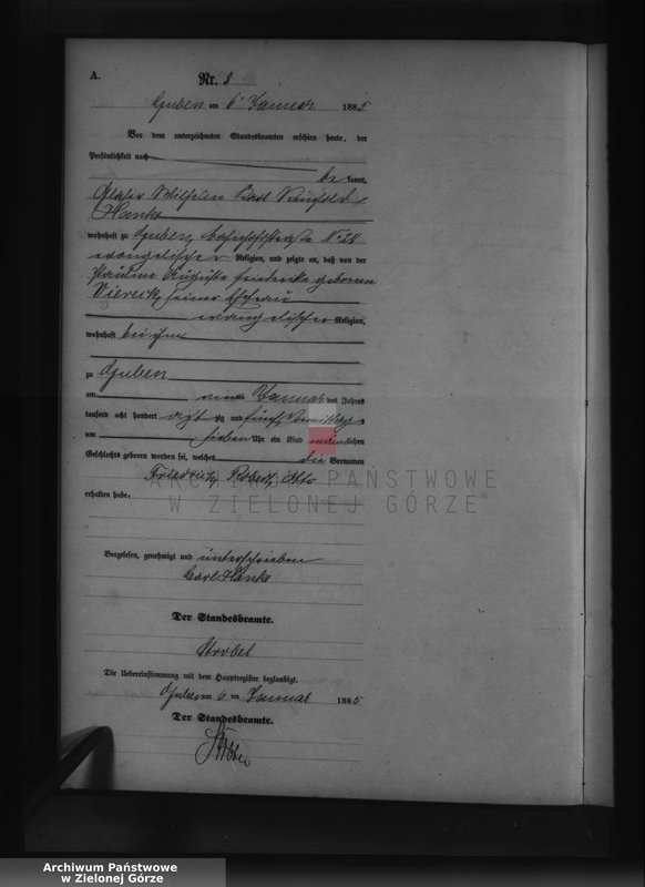 image.from.unit.number "Geburts-Neben-Register, Band I von No 1 bis No 500"