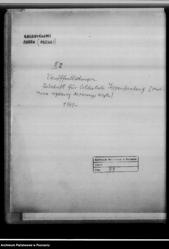 Obraz 4 z jednostki "Veröffentlichungen. Zeitschrift für Ostdeutsche Sippenforschung [przedmowa wydawcy do pierwszego zeszytu czasopisma]"