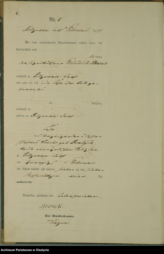 Obraz z jednostki "Sterbe-Haupt-Register Nr 1 - 11"