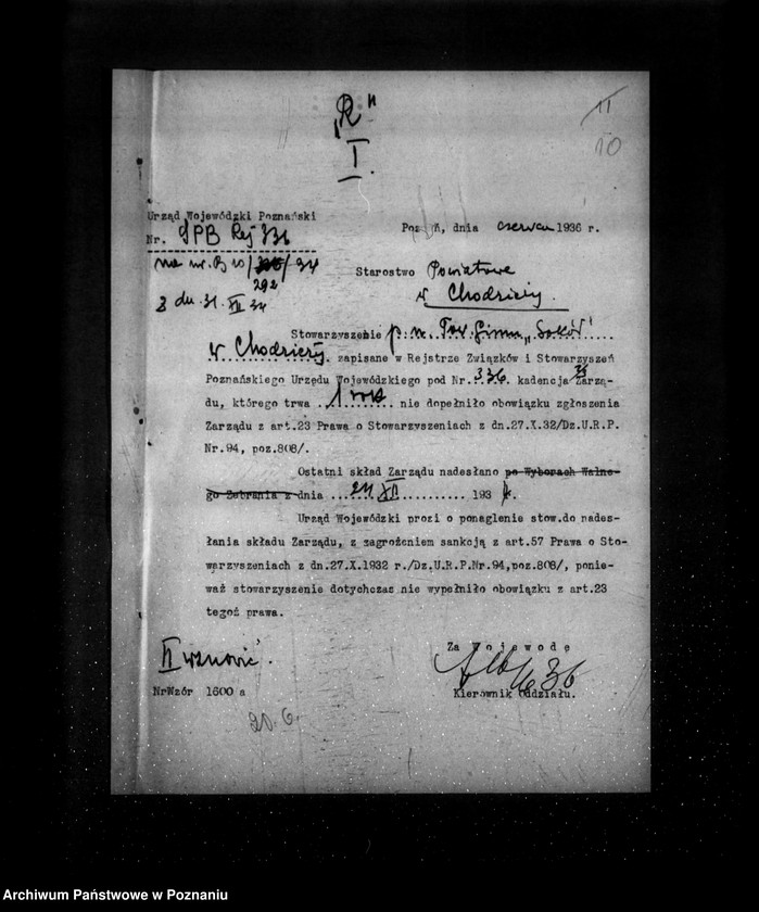 Obraz 15 z jednostki "/Towarzystwo Gimnastyczne Sokół w Chodzieży - rejestracja/"