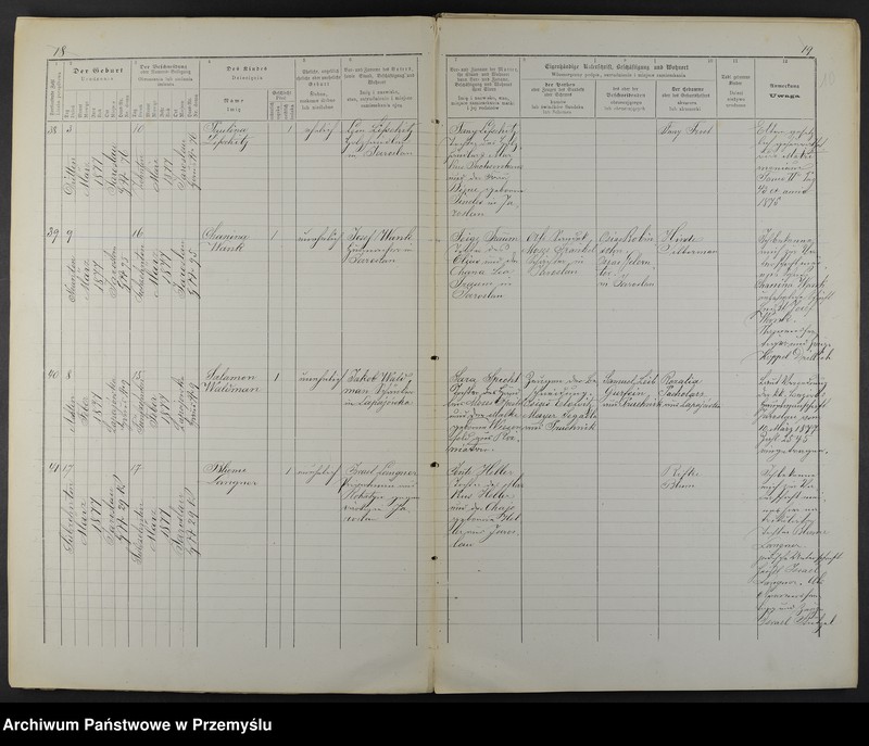 image.from.unit.number "Dupplicat vom Geburts-Matrikel Buche des Jaroslauer Matrikel-Bezirkes pro 1877"