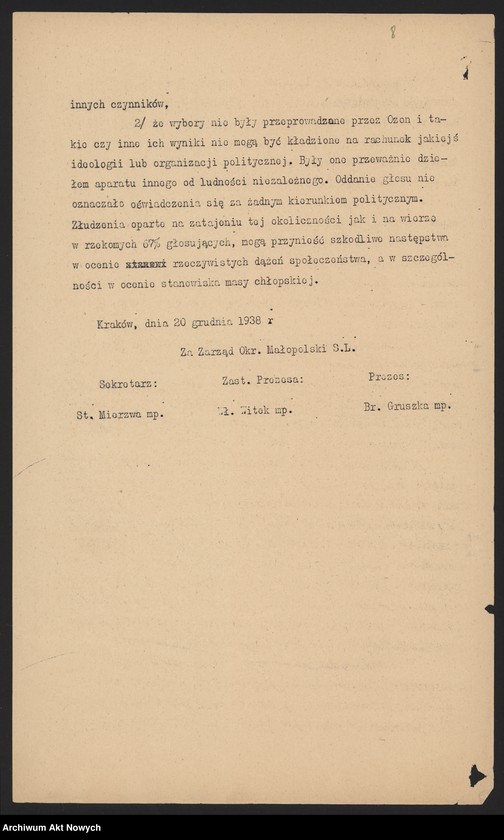 image.from.unit.number "Stronnictwo Ludowe, władze naczelne i okręgowe w Krakowie. Rezolucje, biuletyn strajkowy, materiał, wycinek prasowy"