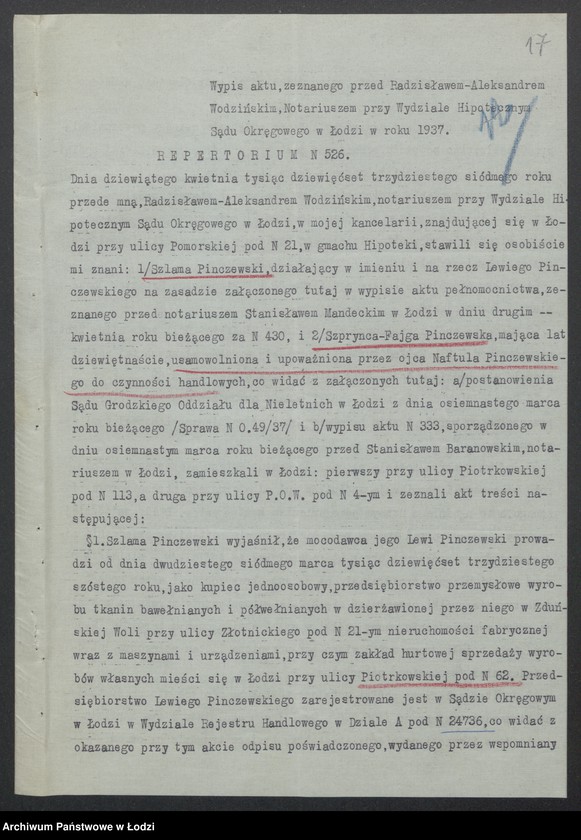 Obraz 19 z jednostki "Lewi Pińczewski – przemysł wełniany i półwełniany sprzedaż w Łodzi"