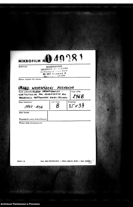 Obraz 2 z jednostki "Księga sprawozdawczo-statystyczna powiatu szubińskiego dla parcelacji Państwowego Banku Rolnego"