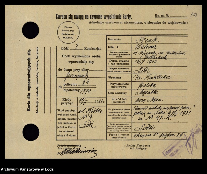 Obraz 12 z jednostki "[Spis ludności Łodzi] Kruk - Krol"