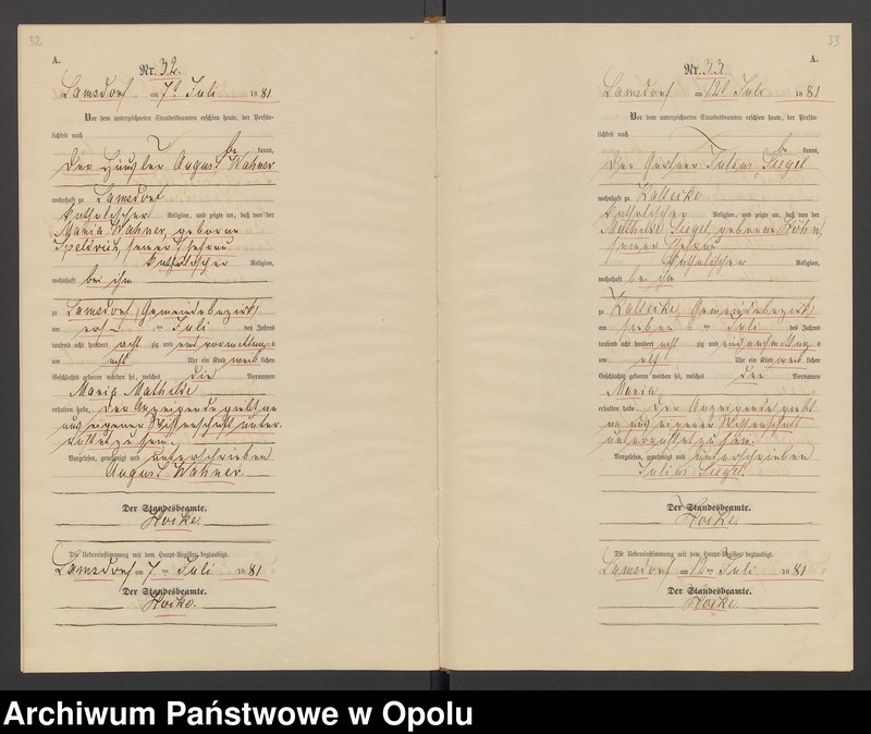 image.from.unit.number "Geburts-Neben-Register des Standesamts Lamsdorf No 15 pro 1881"