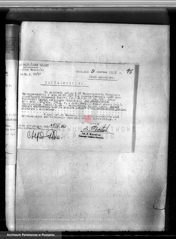 Obraz 19 z jednostki "Sprawa zmiany podziału użytkowania 1,00 ha gruntów leśnych w majątku Obory-Niniew powiaty koniński i kaliski"