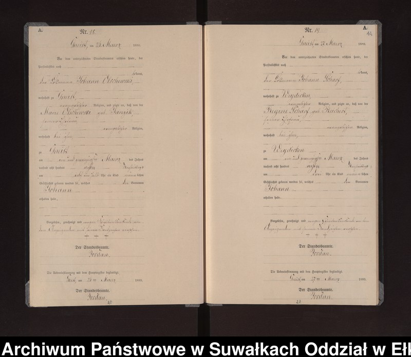 image.from.unit.number "Geburts-Neben-Register des Königlich Preussischen Standes-Amtes Gneist Kreis Loetzen"
