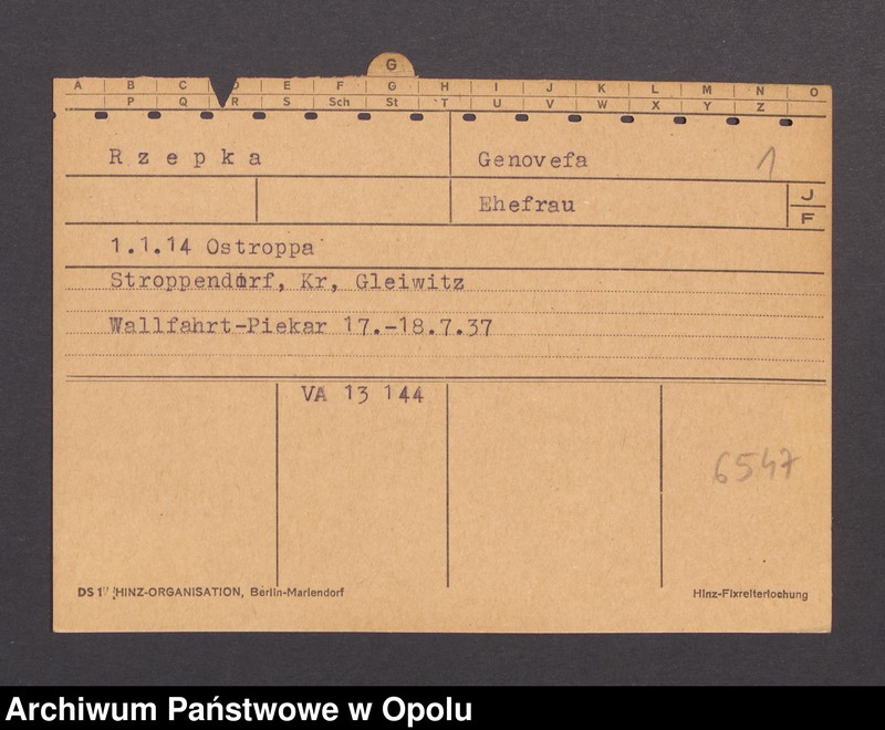 Obraz 3 z jednostki "[Rzepka Genovefa, ur. 1.1.1914 Ostroppa]"