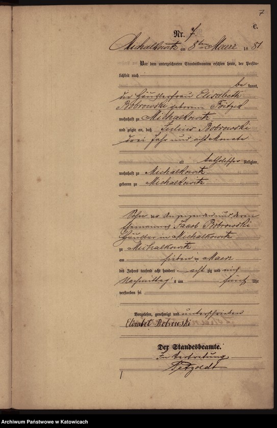 Obraz 10 z jednostki "[Księga zgonów za rok 1881, nr 1-52]"