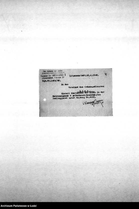 Obraz 7 z jednostki "[Korespondencja Komendy z policją niemiecką oraz rewirami gettowymi na temat różnych wydarzeń w getcie]"