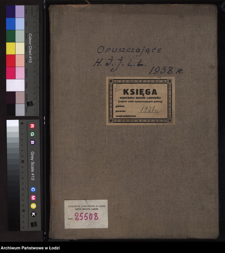 Obraz 2 z jednostki "Księga kontroli ruchu ludności (rejestr osób opuszczających gminę) Łódź, zespół III, lit. H, I, J, L, Ł"