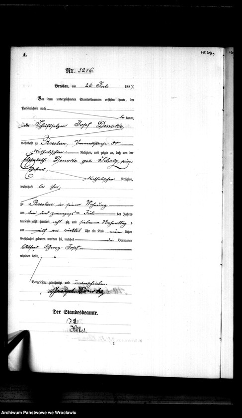 image.from.unit.number "Geburts-Haupt-Register Breslau II 1887 Band 9"