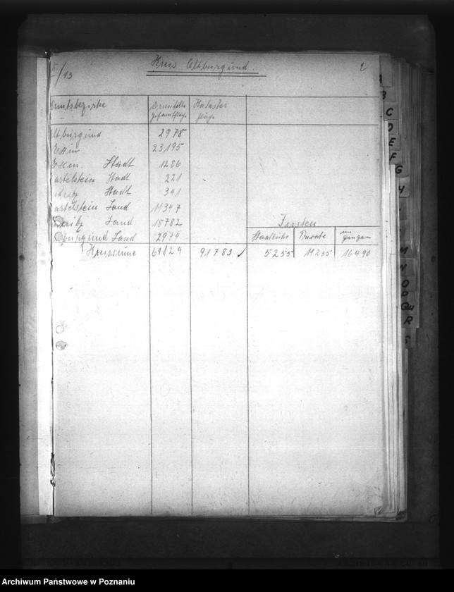 Obraz 6 z jednostki "Auszüge ausder Hauptübersicht des Bestandes der Liegenschaften (w poszczególnych powiatach Kraju Warty)"