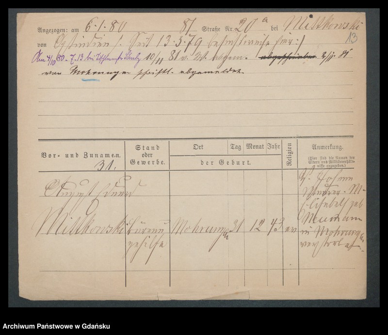 image.from.unit.number "Karty meldunkowe: Mittelsteiner - Modt"