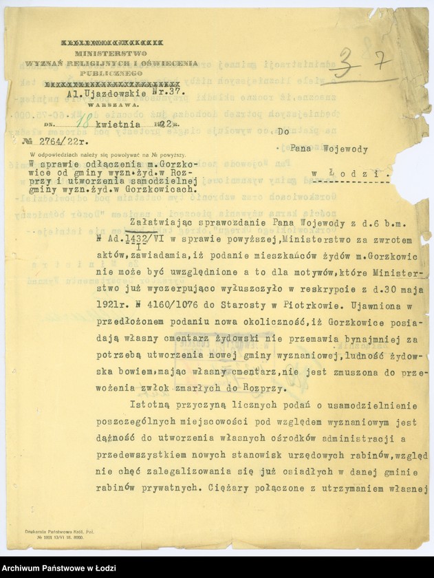 Obraz 10 z jednostki "[Sprawy wyznania mojżeszowego]"