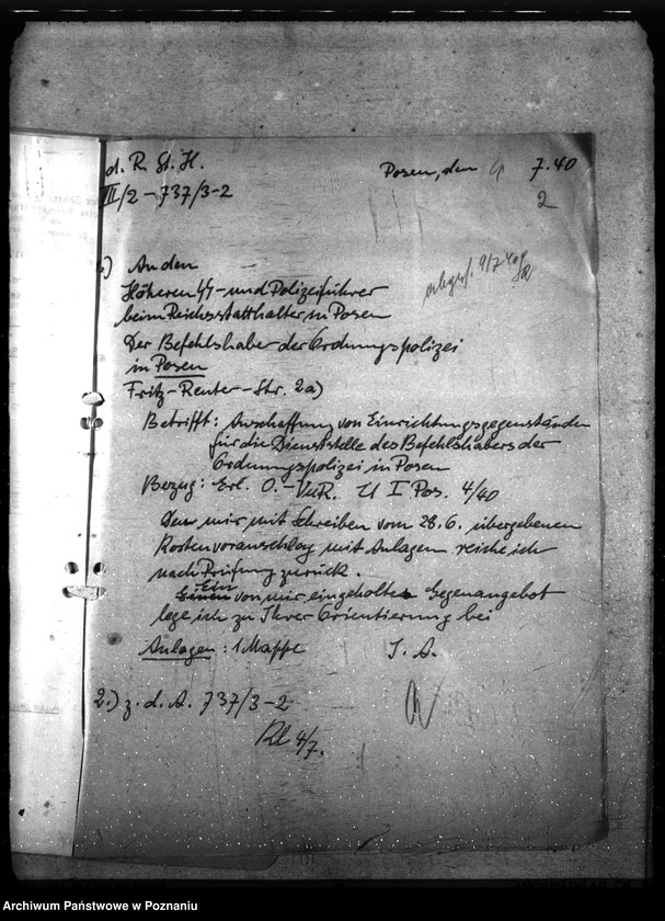 Obraz 7 z jednostki "Beschaffung von Einrichtungsgegenständen für die Dienststelle des Befehlshaber der Ordnungspolizei Posen"