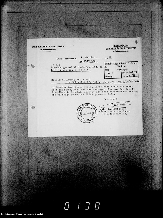 Obraz 11 z jednostki "J[uden] 611-625 [Wnioski Żydów z Getta o zwrot należności za pracę lub towar wzięty na kredyt]"