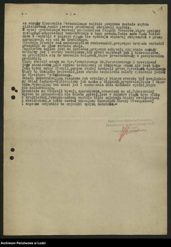 Obraz 19 z jednostki "Sprawozdania personalne w rozbiciu na branże przemysłowe [nadesłane przez centralne zarządy, zjednoczenia i fabryki] t.2"