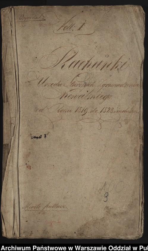 Obraz z jednostki "Rachunki Urzędu Starszych Zgromadzenia Kowalskiego od roku 1819 do 1828 inclusive"
