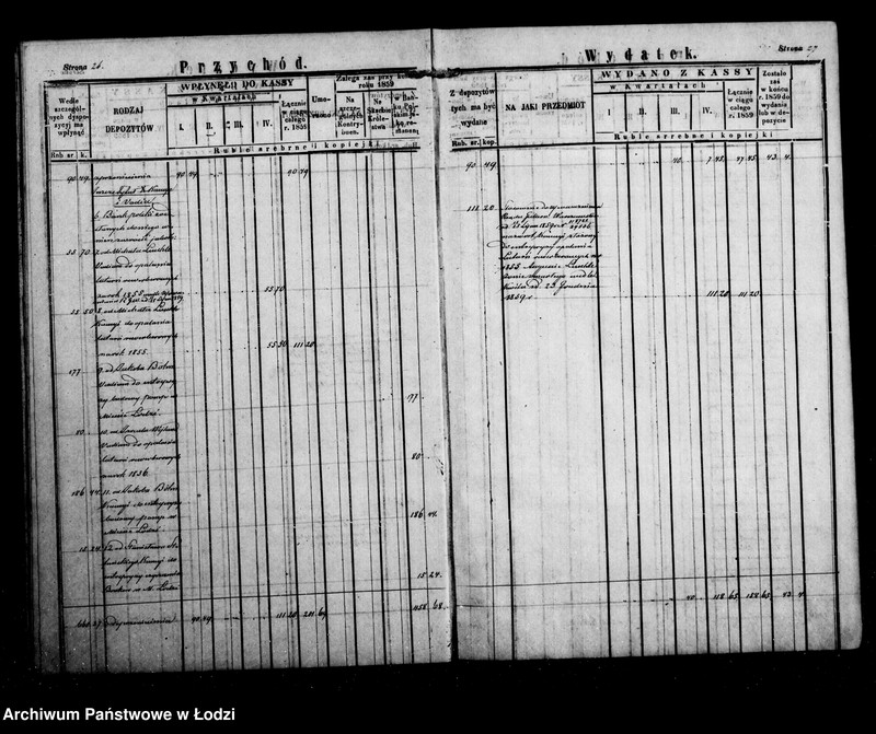 Obraz 16 z jednostki "Regestr przychodu i wydatku funduszów przechodnich oraz regestr forszusów kasy ekonomicznej m. Łodzi na r. 1859"