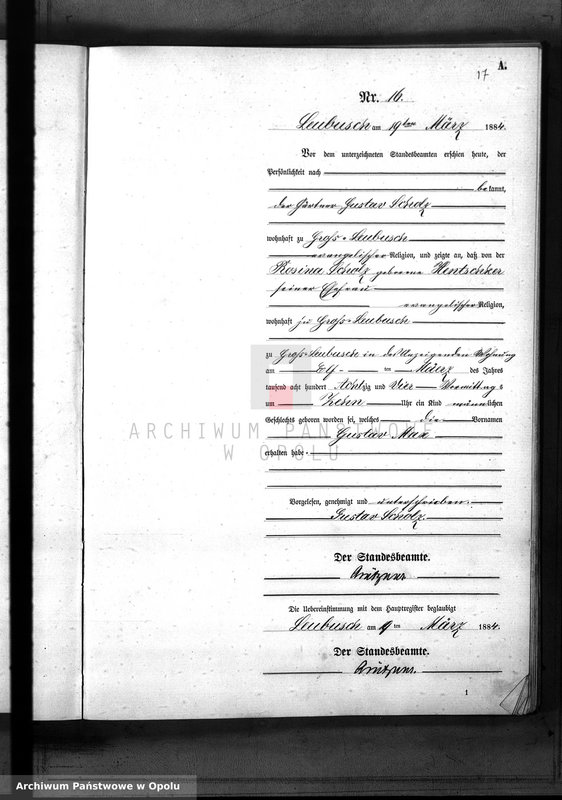 image.from.unit.number "Geburts-Neben-Register Standes-Amt Leubusch 1884"