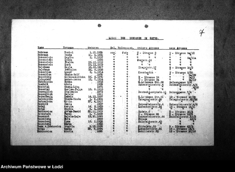 Obraz 10 z jednostki "[Alfabetyczny spis mieszkańców getta. Litera R]"