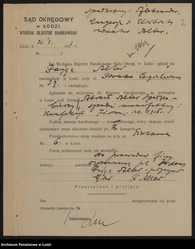 Obraz 4 z jednostki "Abram Alter- Spadkobiercy- sprzedaż manufaktury i konfekcji"