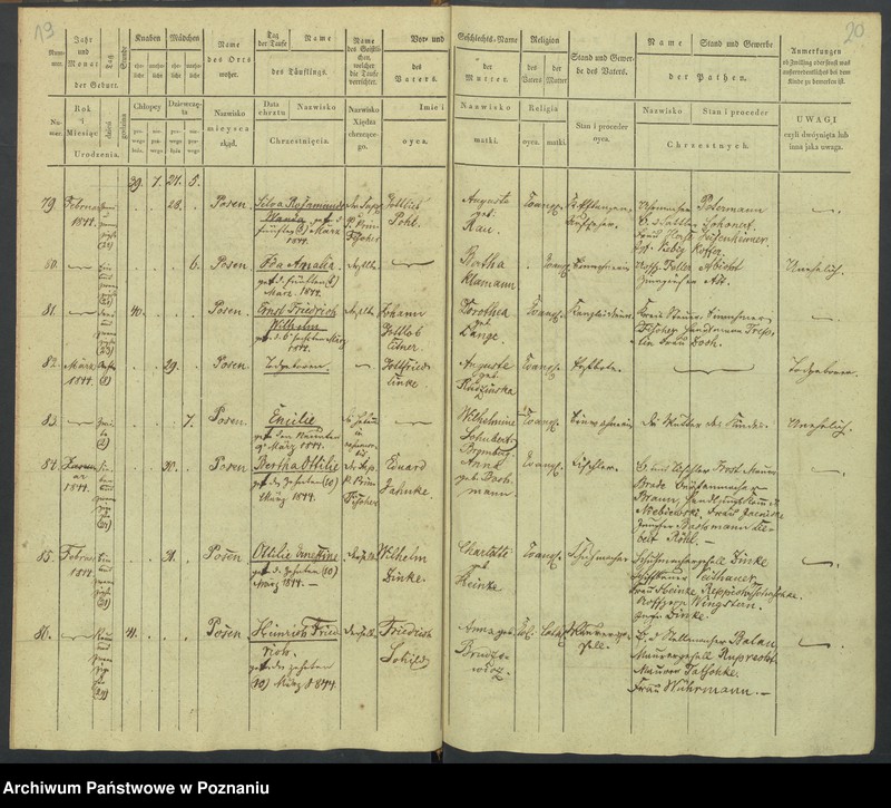 Obraz 13 z jednostki "[Akta urodzeń i chrztów, zapowiedzi i ślubów, zgonów i pogrzebów]"