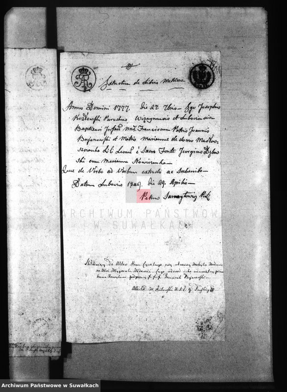 image.from.unit.number "Papiery stosowane do Aktów Małżeństwa Stanu Cywilnego Gminy Puńskiey od dnia 1 Maja 1809r"