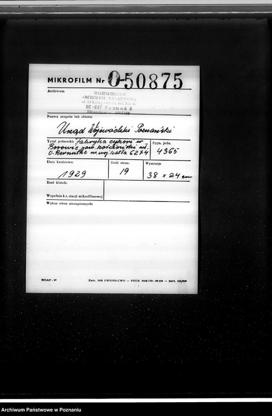 Obraz 2 z jednostki "Fabryka cykorii w Borowie pow. kościański własność O. Bernutha nr woj. kotła 6294"