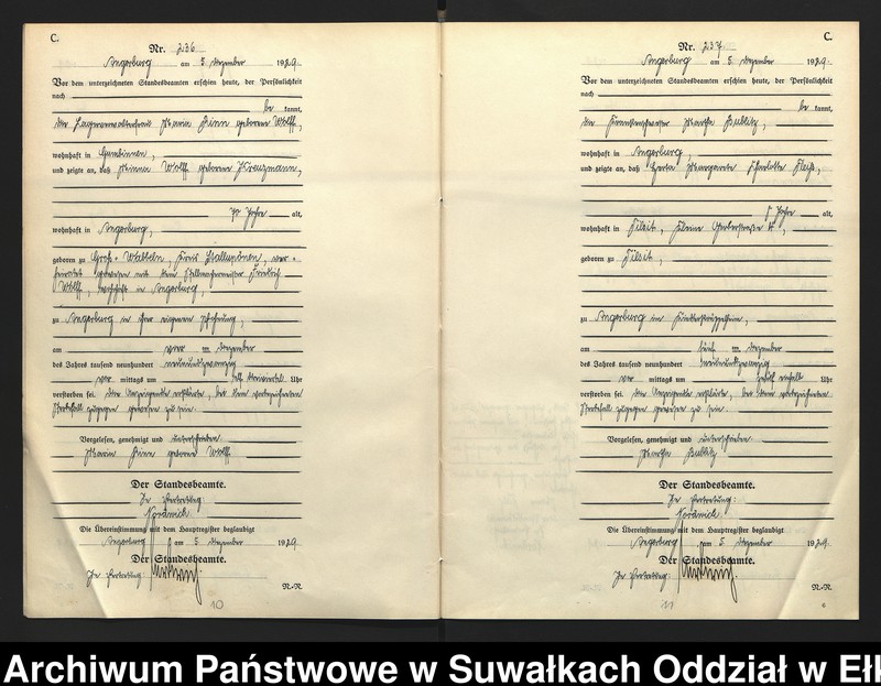 image.from.unit.number "[Sterbe = Register (Neben = Register) Standesamt Angerburg einschl. der Standesamtsbezirk Gross Strengeln, Kehlen und Prinowen] No 228 bis 248"