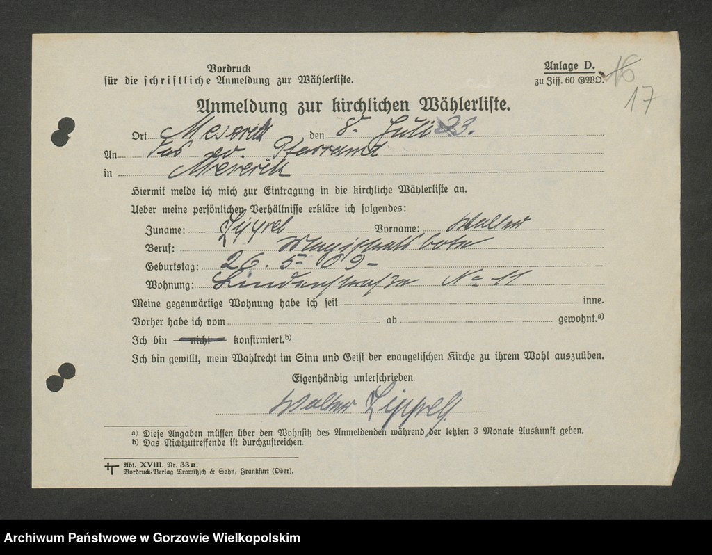 image.from.unit.number "Anmeldungen zur Wählerliste. Band III"