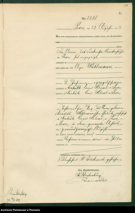 Obraz 16 z jednostki "Księga miejscowa zgonów t. V"