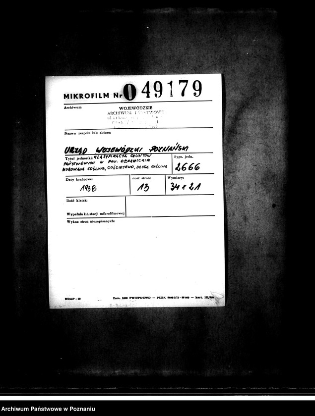 Obraz 2 z jednostki "/Klasyfikacja gruntów państwowych w powiecie obornickim - Murowana Goślina, Gościejewo, Długa Goślina/"