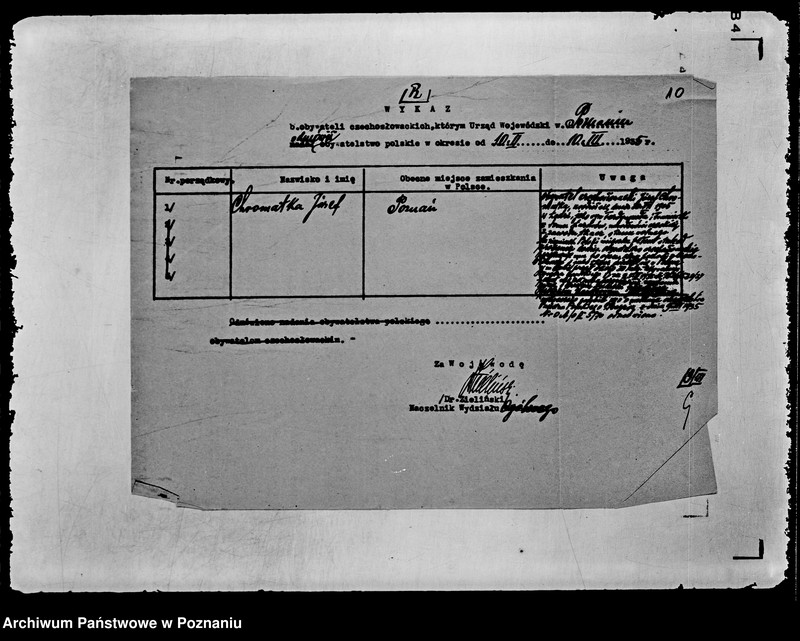 Obraz 13 z jednostki "Zbiór /sprawozdań do Ministerstwa Spraw Wewnętrznych dotyczące nadania obywatelstwa polskiego obywatelom czechosłowackim"